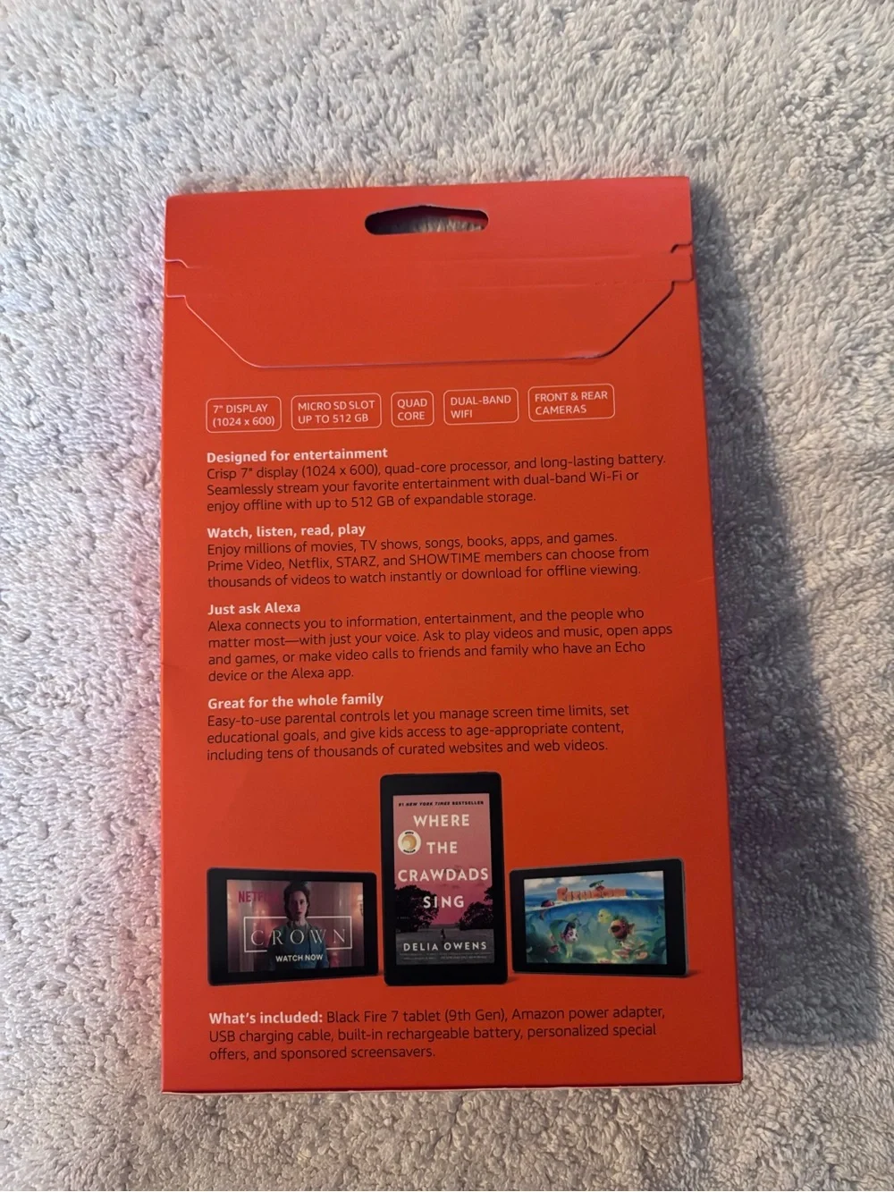 Amazon Fire 7 Tablet with Alexa (16GB) - Black and Orange Packaging